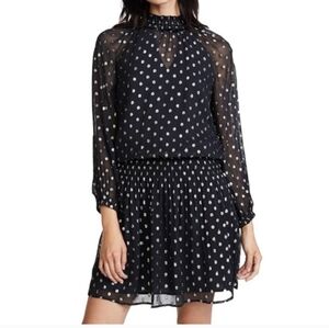 Velvet by Graham & Spencer Black and Gold Polka Dot Dress Size Large